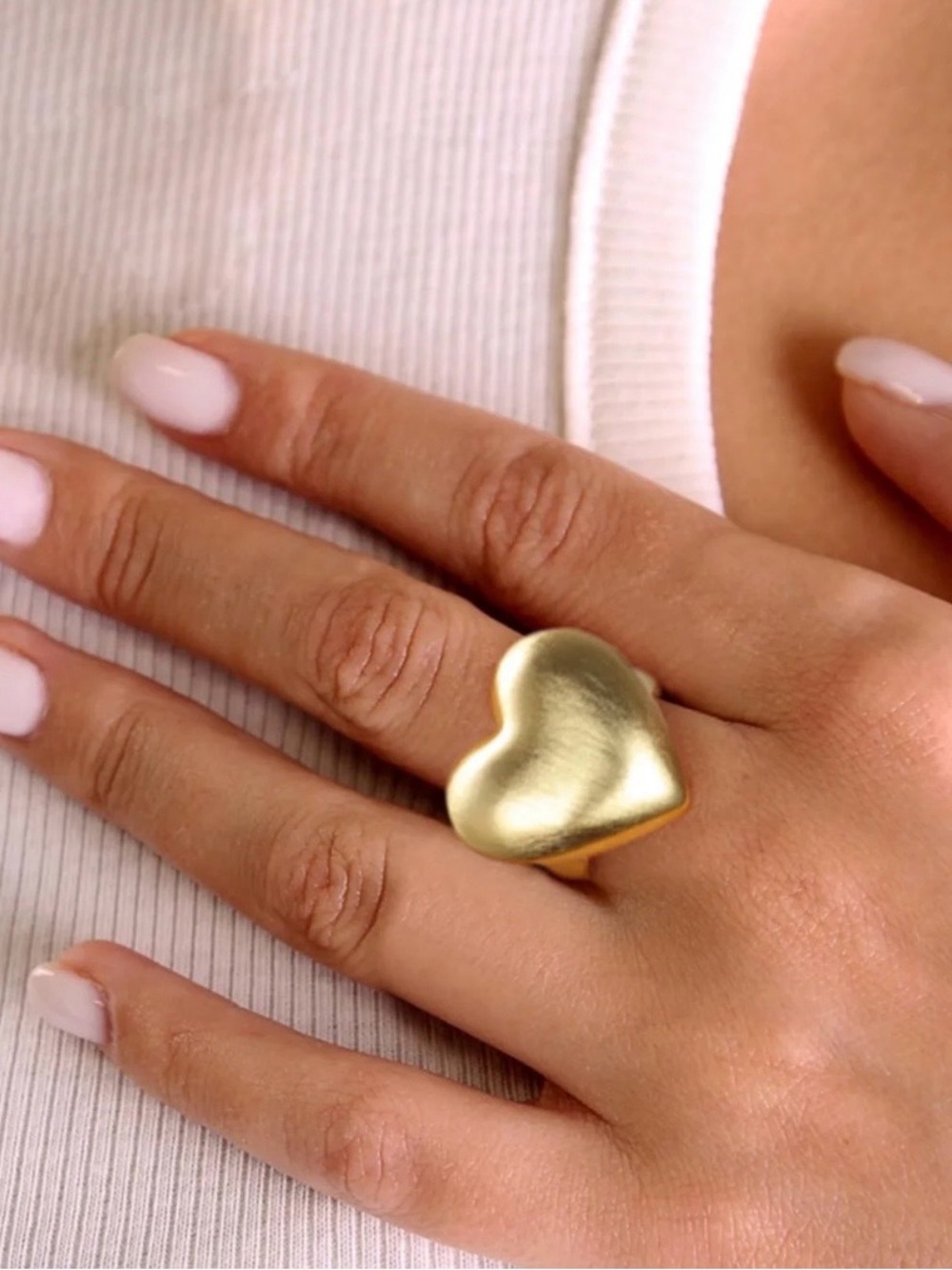 Brushed Gold Heart Ring for Women